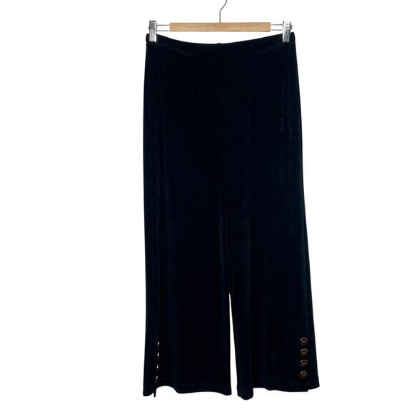 Chicos Travelers Button Ankle Cropped Wide Leg Pants Black Womens Size Small 0 - Picture 1 of 6